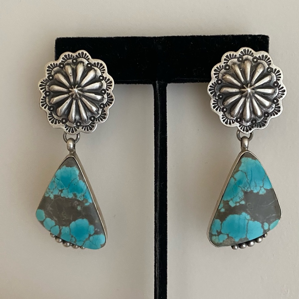 P Yazzie Turquoise and Sterling statement earrings